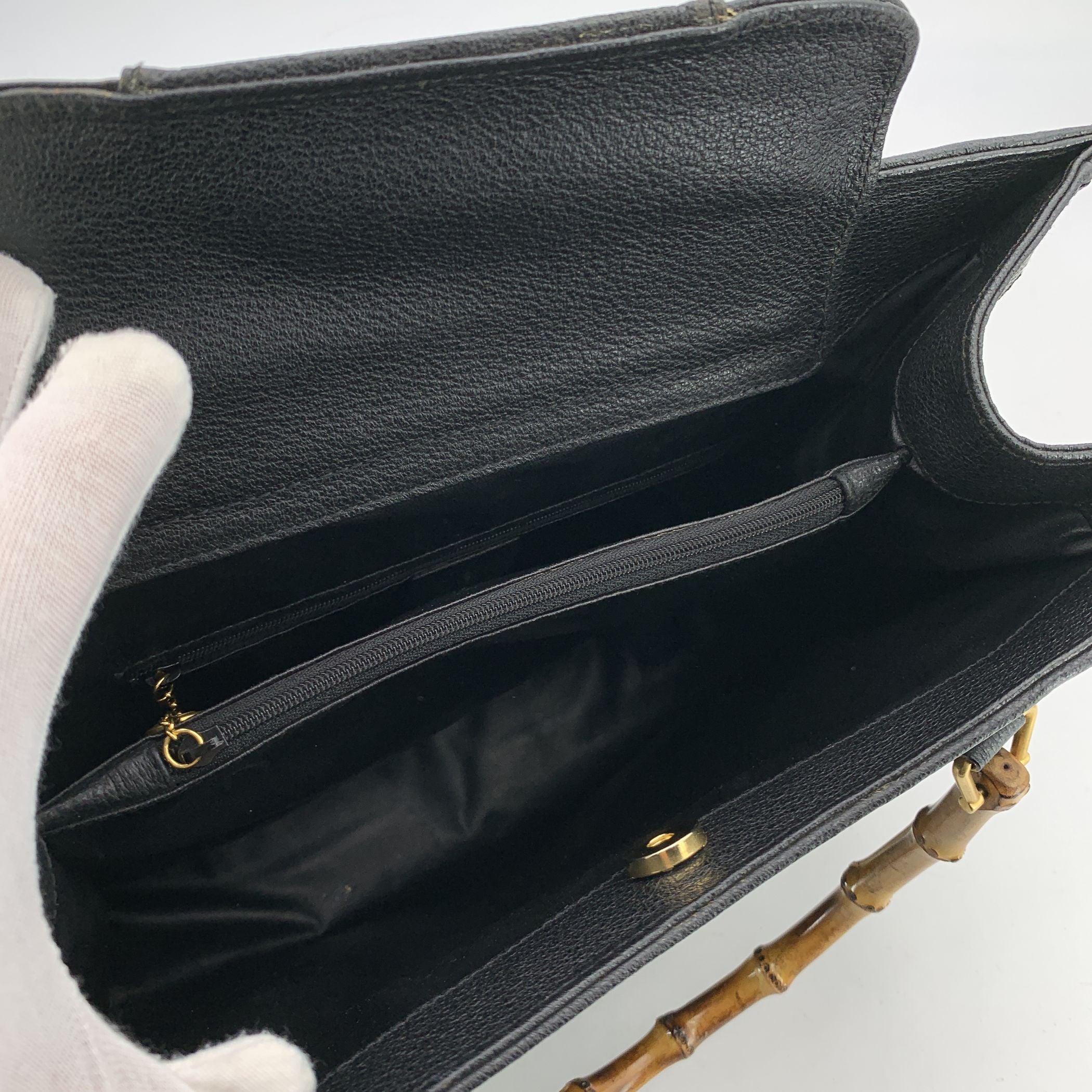 Gucci Vintage Black Suede Bamboo Princess Diana Tote Bag im Zustand „Gut“ im Angebot in Rome, Rome