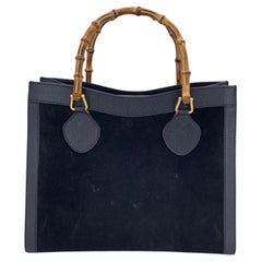 Gucci Borsa vintage in camoscio nero Bamboo Princess Diana Tote
