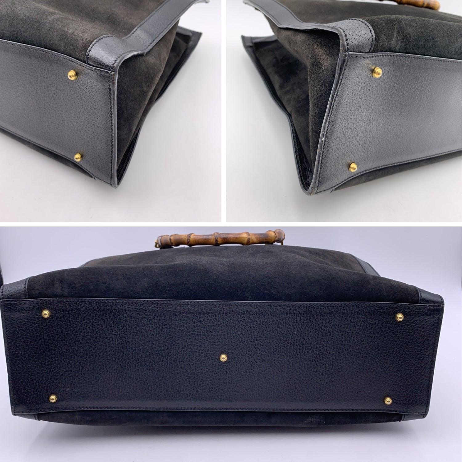 Women's Gucci Vintage Black Suede Leather Princess Diana Maxi XL Tote Bag