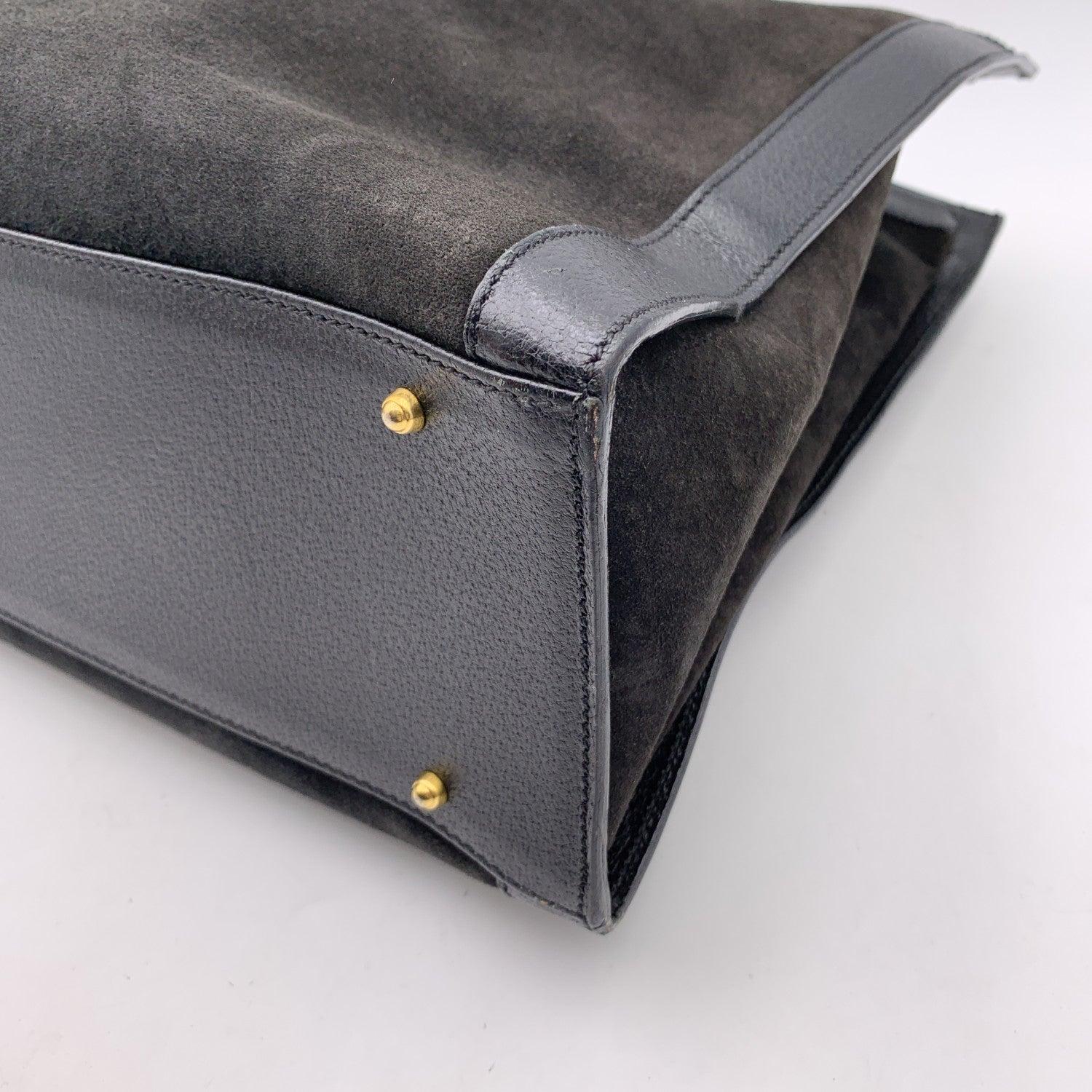 Gucci Vintage Black Suede Leather Princess Diana Maxi XL Tote Bag 4