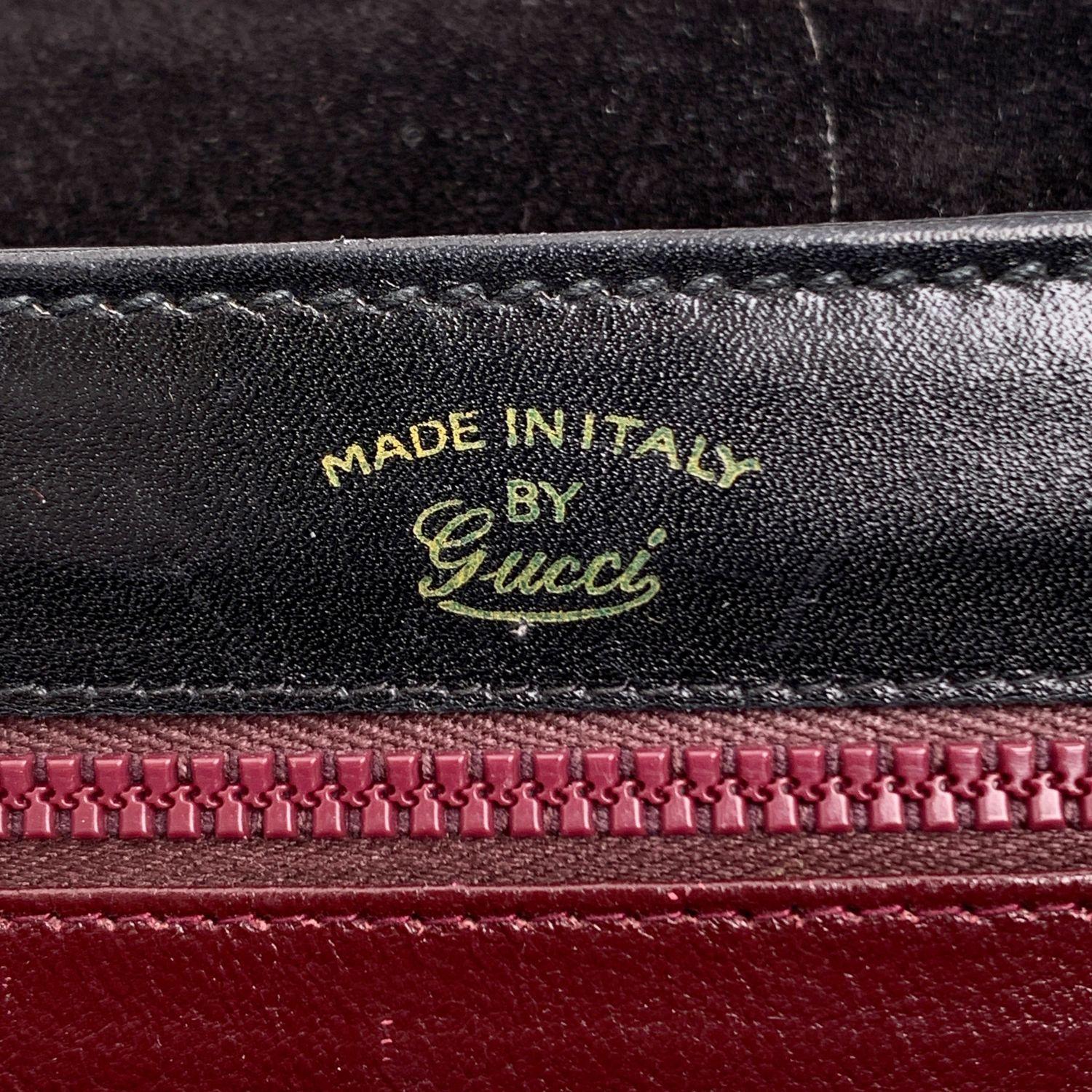 Gucci Vintage Black Suede Satchel Bag Handbag with Enamel Stripes 6