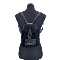 Gucci Vintage Black Suede Small Bamboo Backpack Shoulder Bag