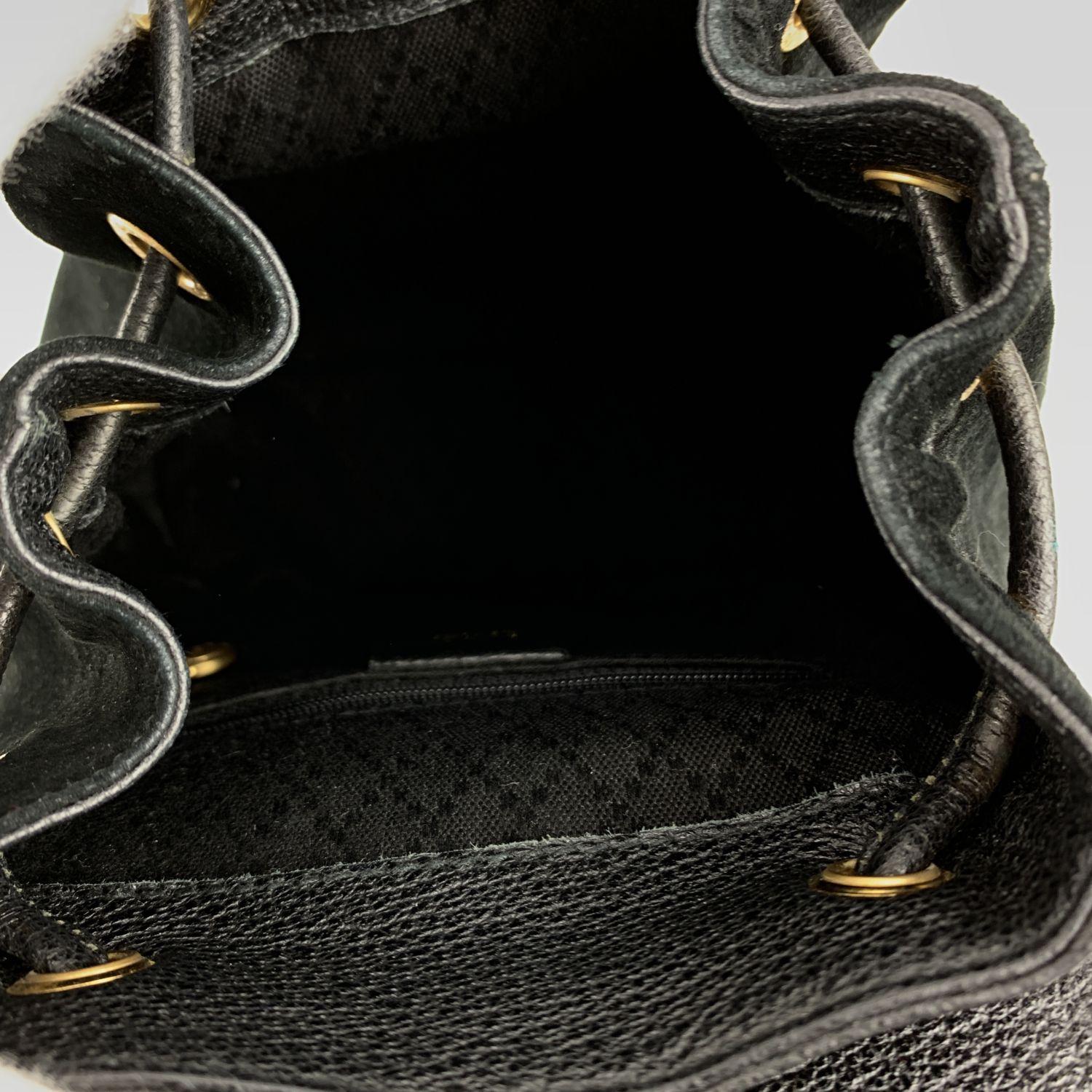 Gucci Vintage Black Suede Small Bamboo Backpack Shoulder Bag 2