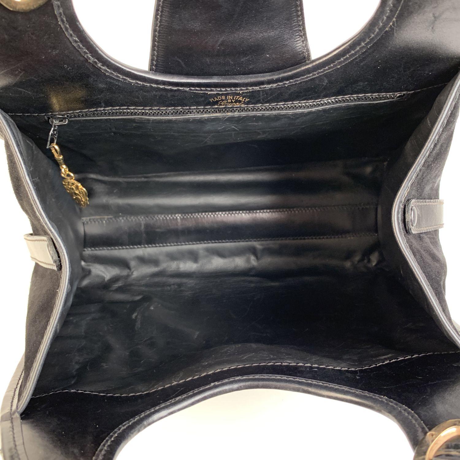 Gucci Vintage Black Suede Stirrup Hobo Bag Handbag 4