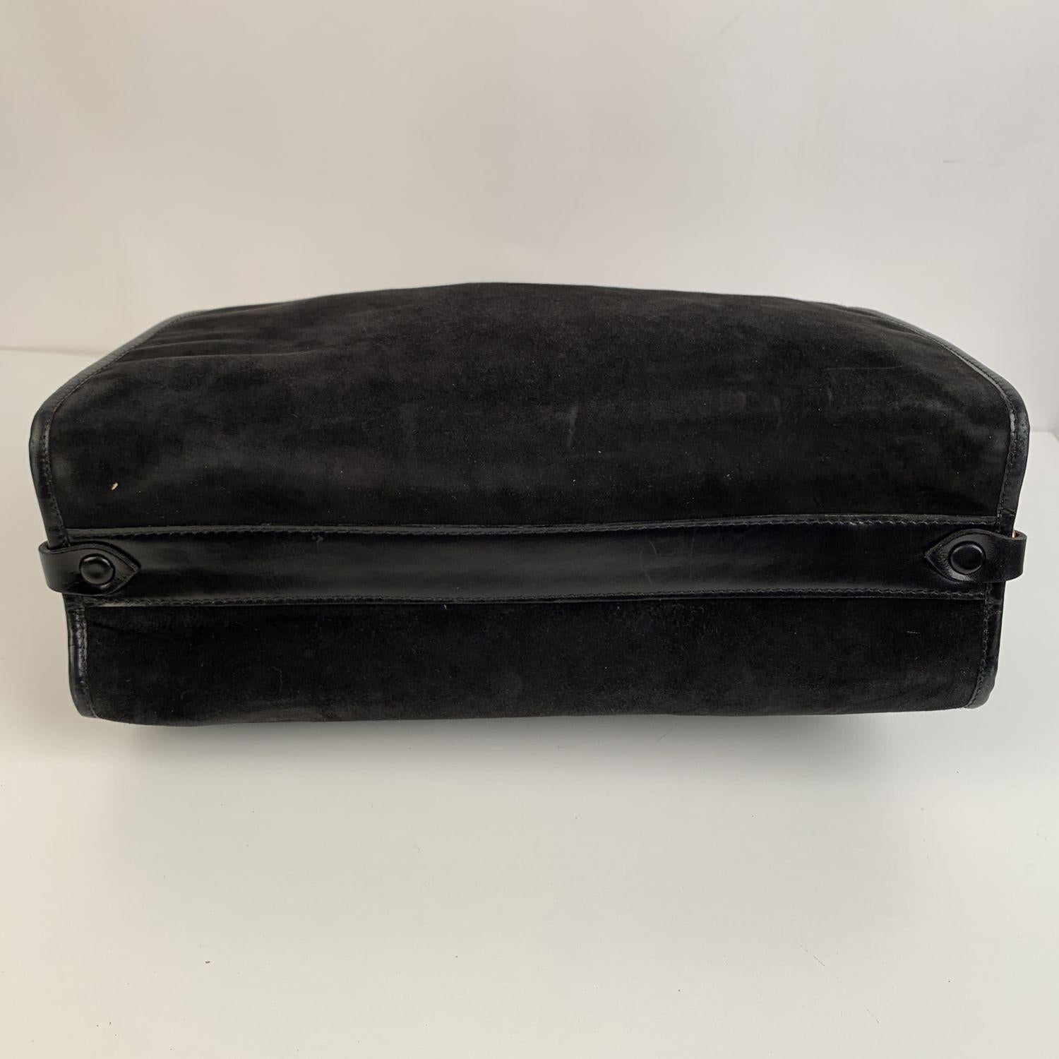 Women's Gucci Vintage Black Suede Stirrup Hobo Bag Handbag