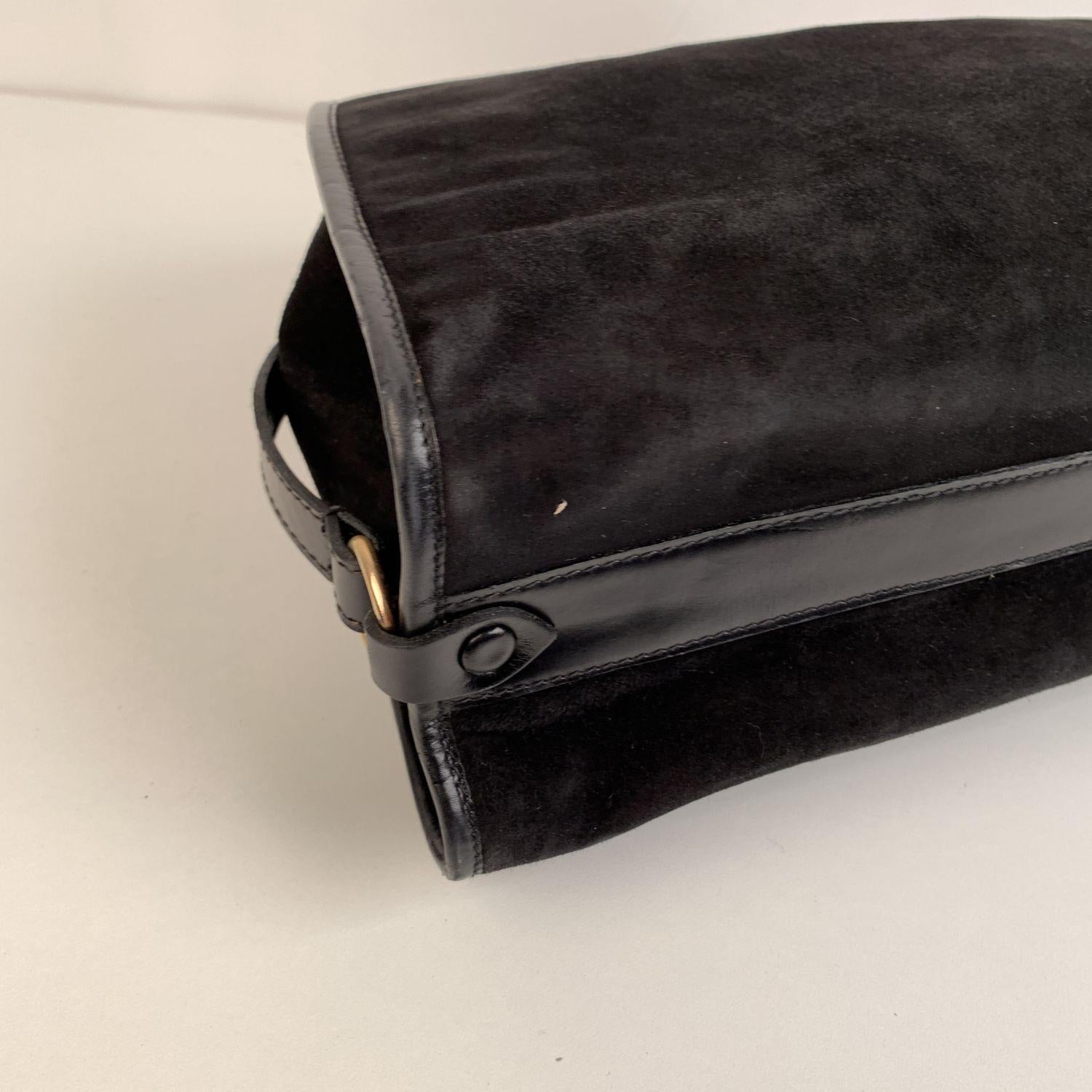 Gucci Vintage Black Suede Stirrup Hobo Bag Handbag 1