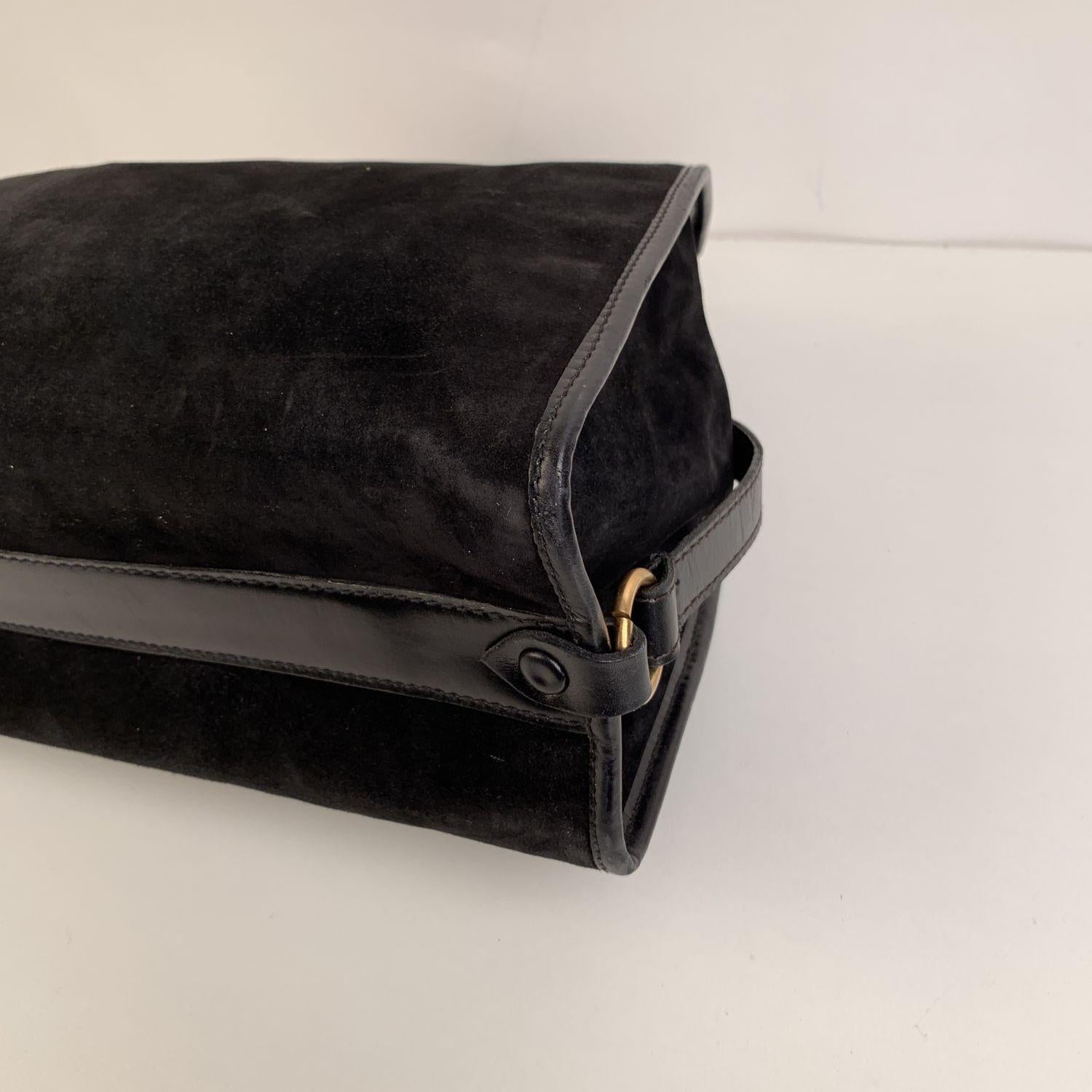 Gucci Vintage Black Suede Stirrup Hobo Bag Handbag 2