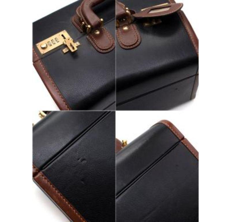 Gucci Vintage Black & Tan Leather Vanity Box For Sale 6