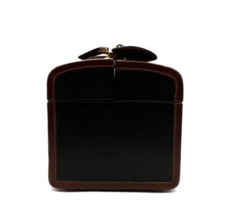 Women's Gucci Vintage Black & Tan Leather Vanity Box For Sale