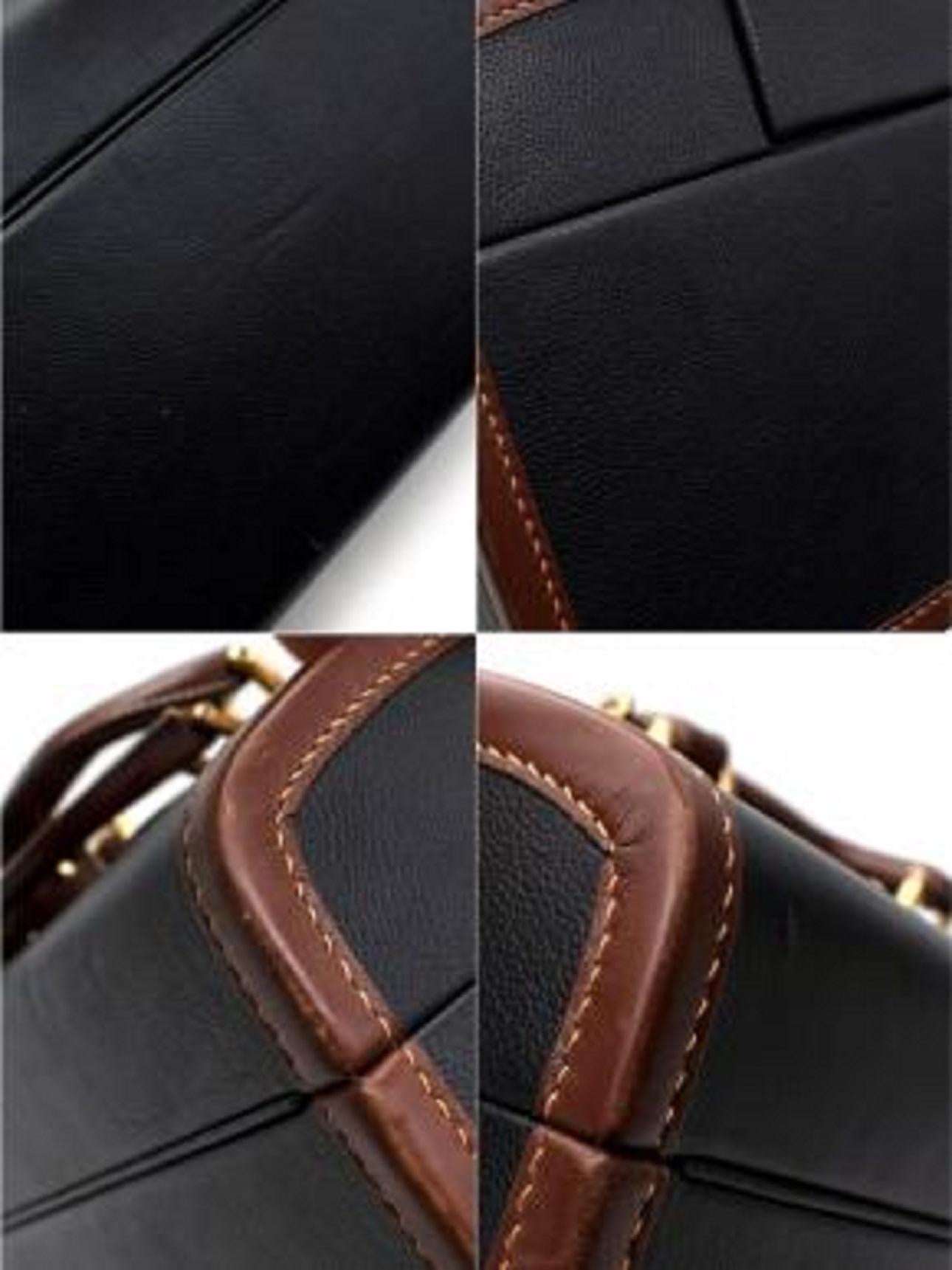 Gucci Vintage Black & Tan Leather Vanity Box For Sale 3