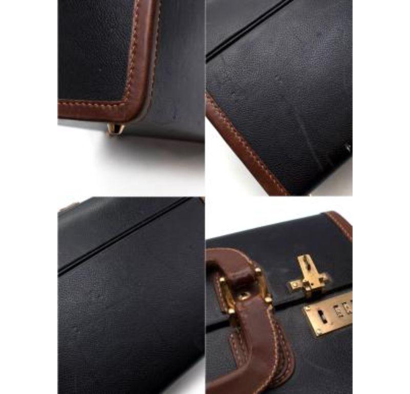 Gucci Vintage Black & Tan Leather Vanity Box For Sale 3