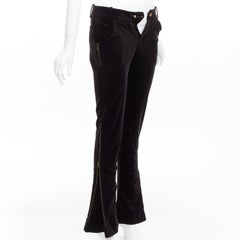 GUCCI Vintage black velour GG interlock logo side pocket zip flare pants XS