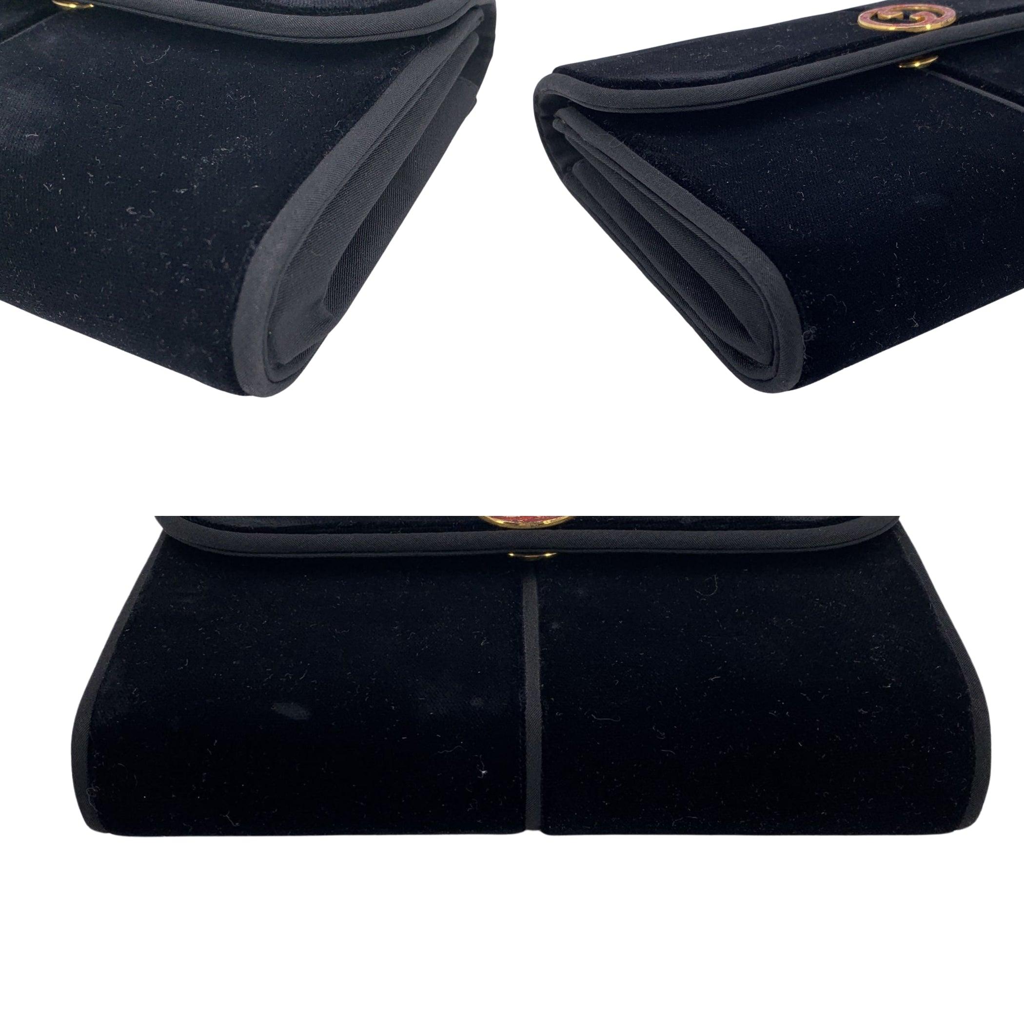 Gucci Vintage Schwarzer Samt GG Logo Abendtasche Clutch Damen im Angebot