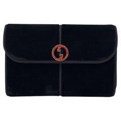 Gucci Vintage Black Velvet GG Logo Evening Bag Clutch Gucci Retro Black Velvet GG Logo Evening Bag Clutch