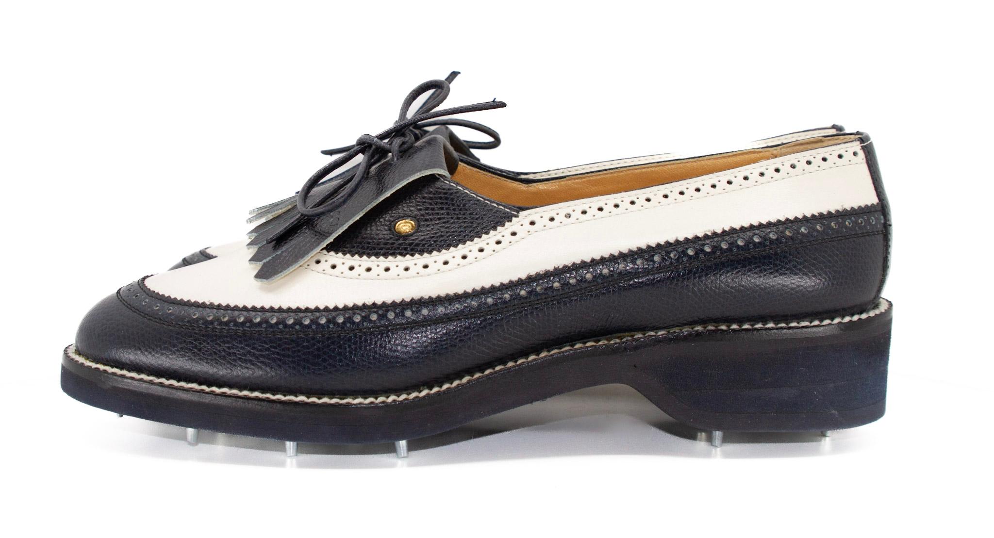 Women's or Men's Gucci Vintage Black & White Leather Golf Shoes or Cleats  For Sale
