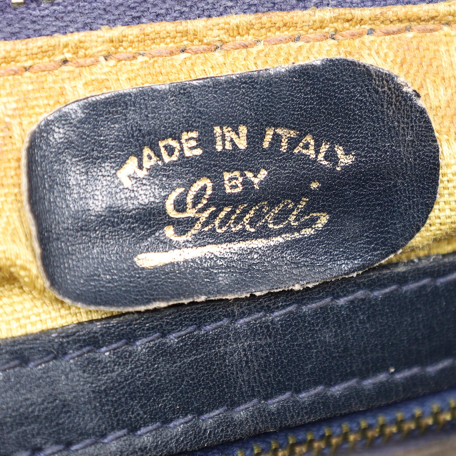 Gucci Vintage Blue Boston Travel Satchel Top Handle Bag For Sale 7