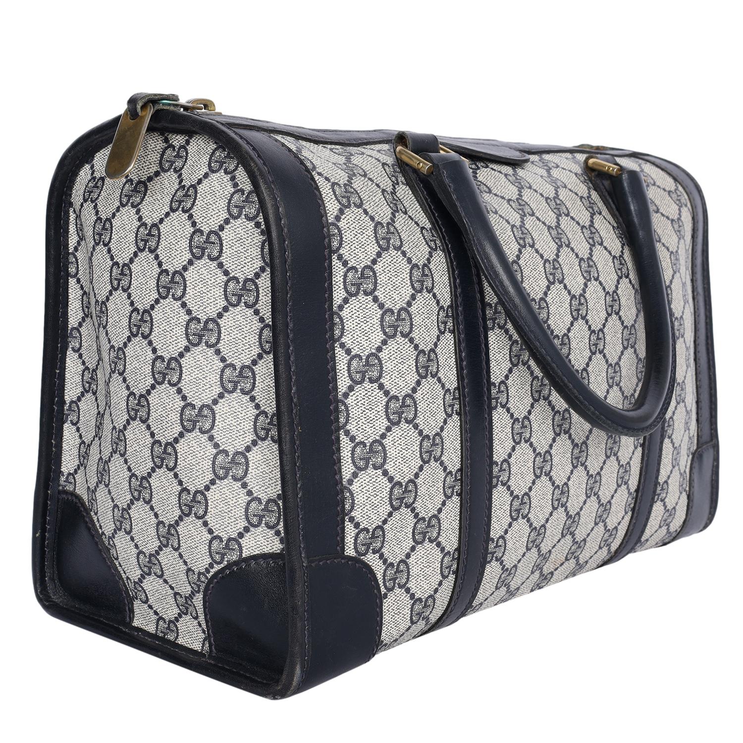 Women's Gucci Vintage Blue Boston Travel Satchel Top Handle Bag For Sale