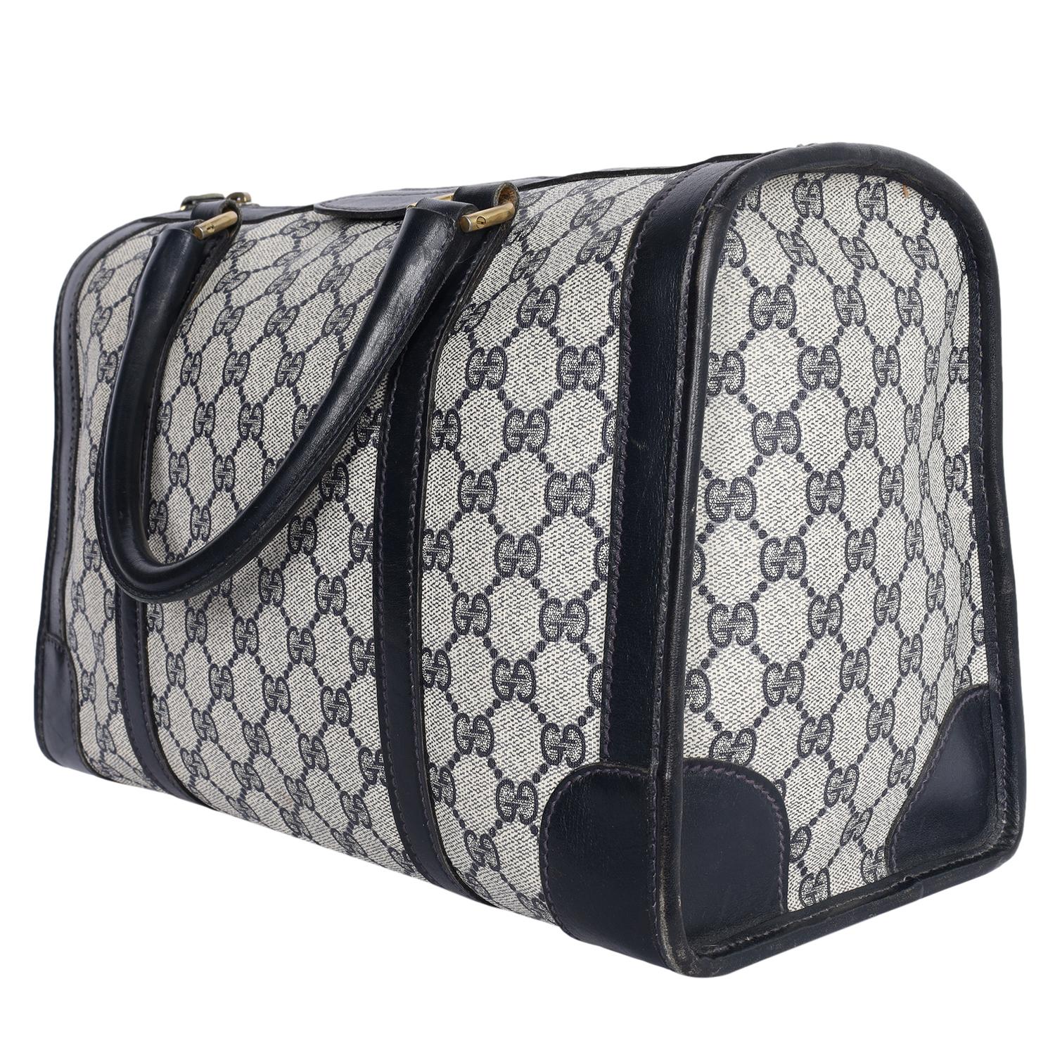 Gucci Vintage Blue Boston Travel Satchel Top Handle Bag For Sale 1