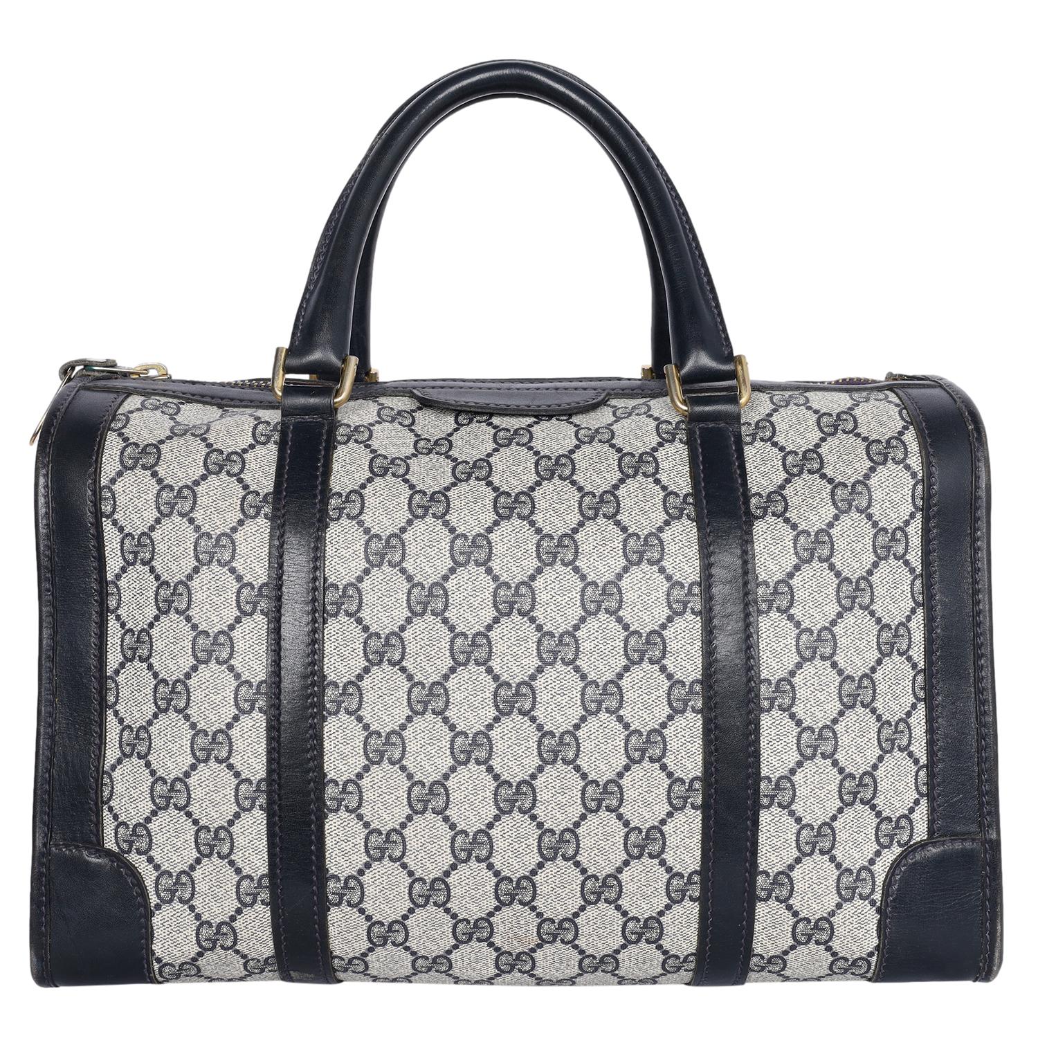 Gucci Vintage Blue Boston Travel Satchel Top Handle Bag For Sale 5