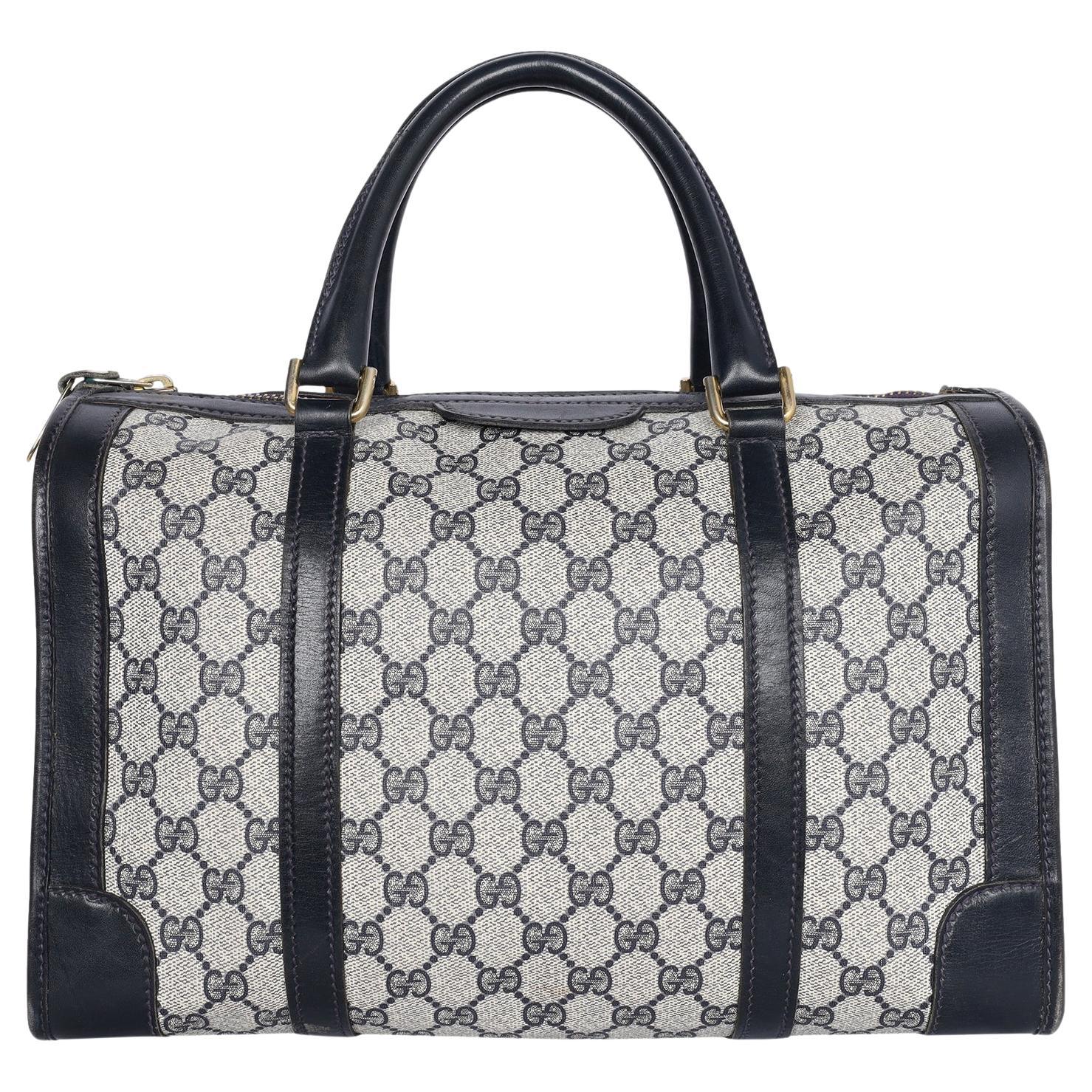 Gucci Vintage Blue Boston Travel Satchel Top Handle Bag For Sale