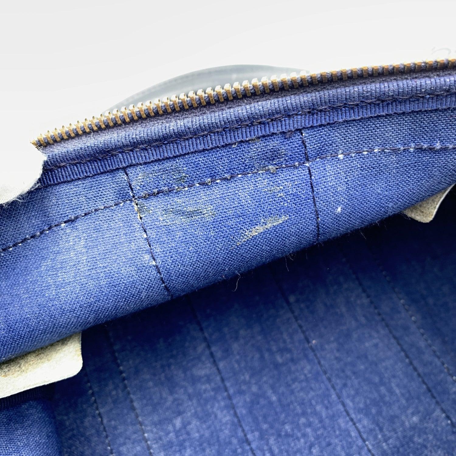 Gucci Vintage Blue Canvas and Leather Monogram Web Boston Bag 2
