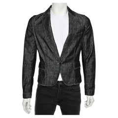 Gucci - Blazer croisé en jean bleu vintage S