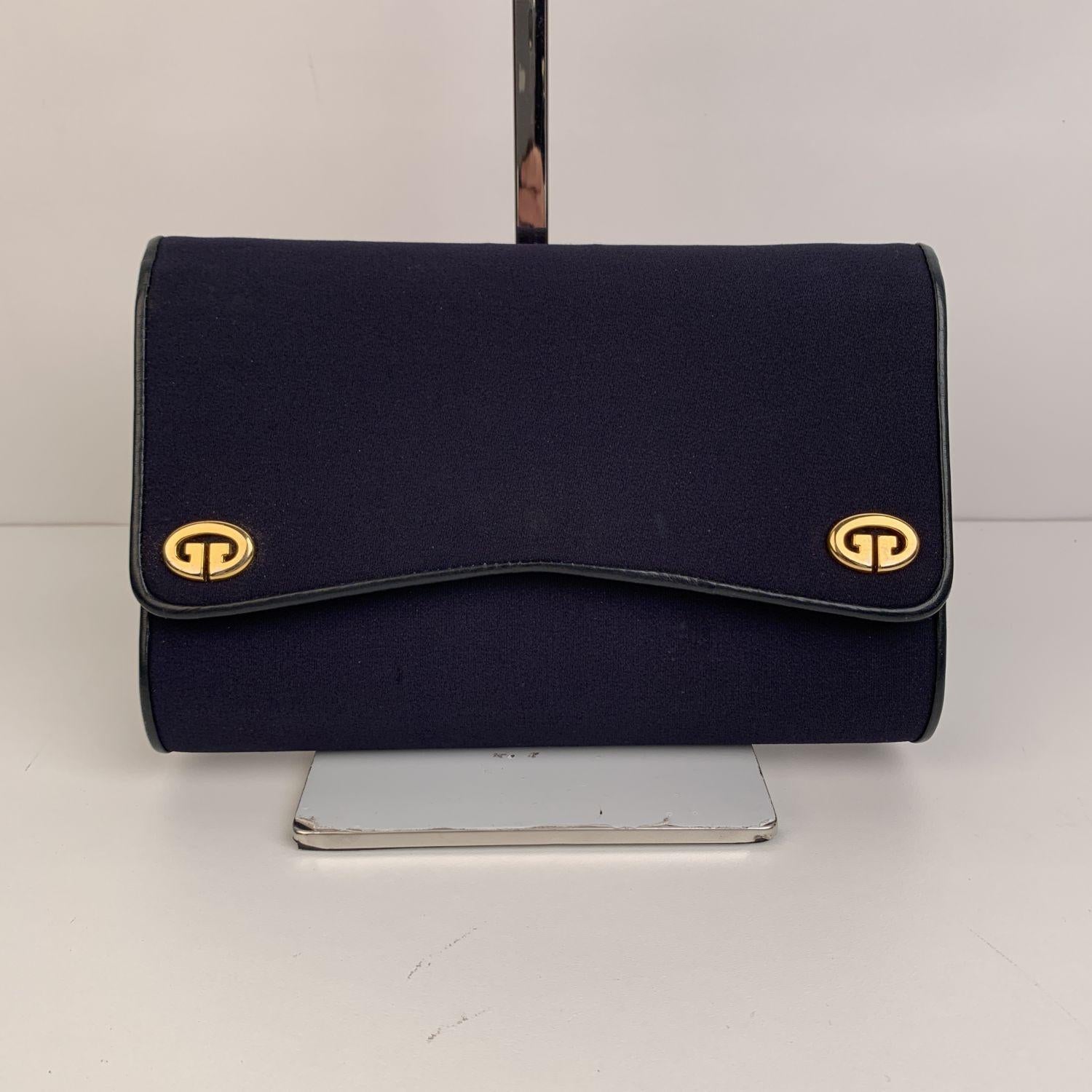 Black Gucci Vintage Blue Fabric Evening Bag Shoulder Bag Clutch with Chain