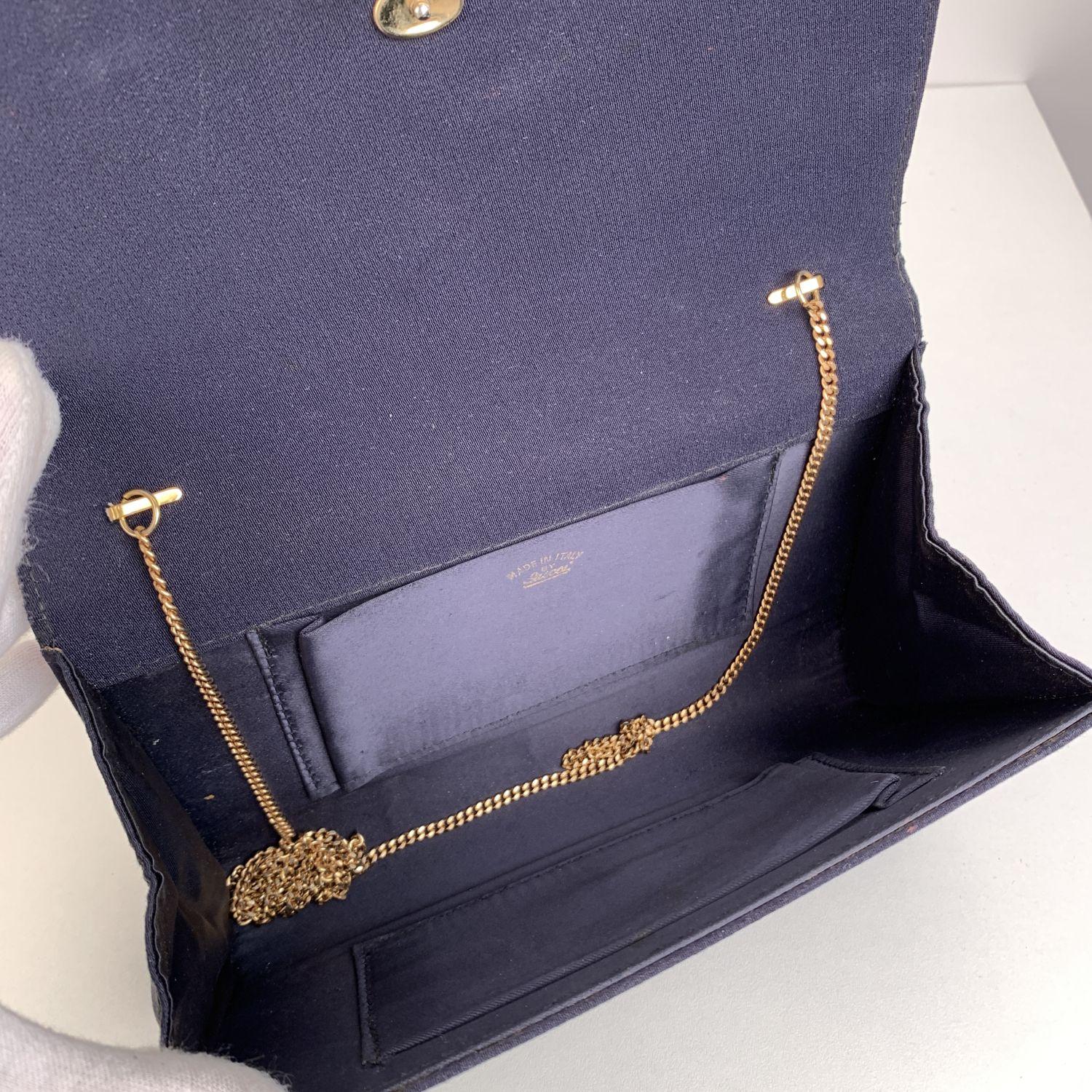 Gucci Vintage Blue Fabric Evening Bag Shoulder Bag Clutch with Chain 3