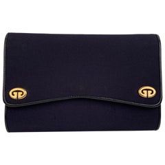 Gucci Vintage Blue Fabric Evening Bag Shoulder Bag Clutch with Chain