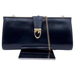  Gucci Vintage Blue Leather Evening Bag Clutch Shoulder Bag