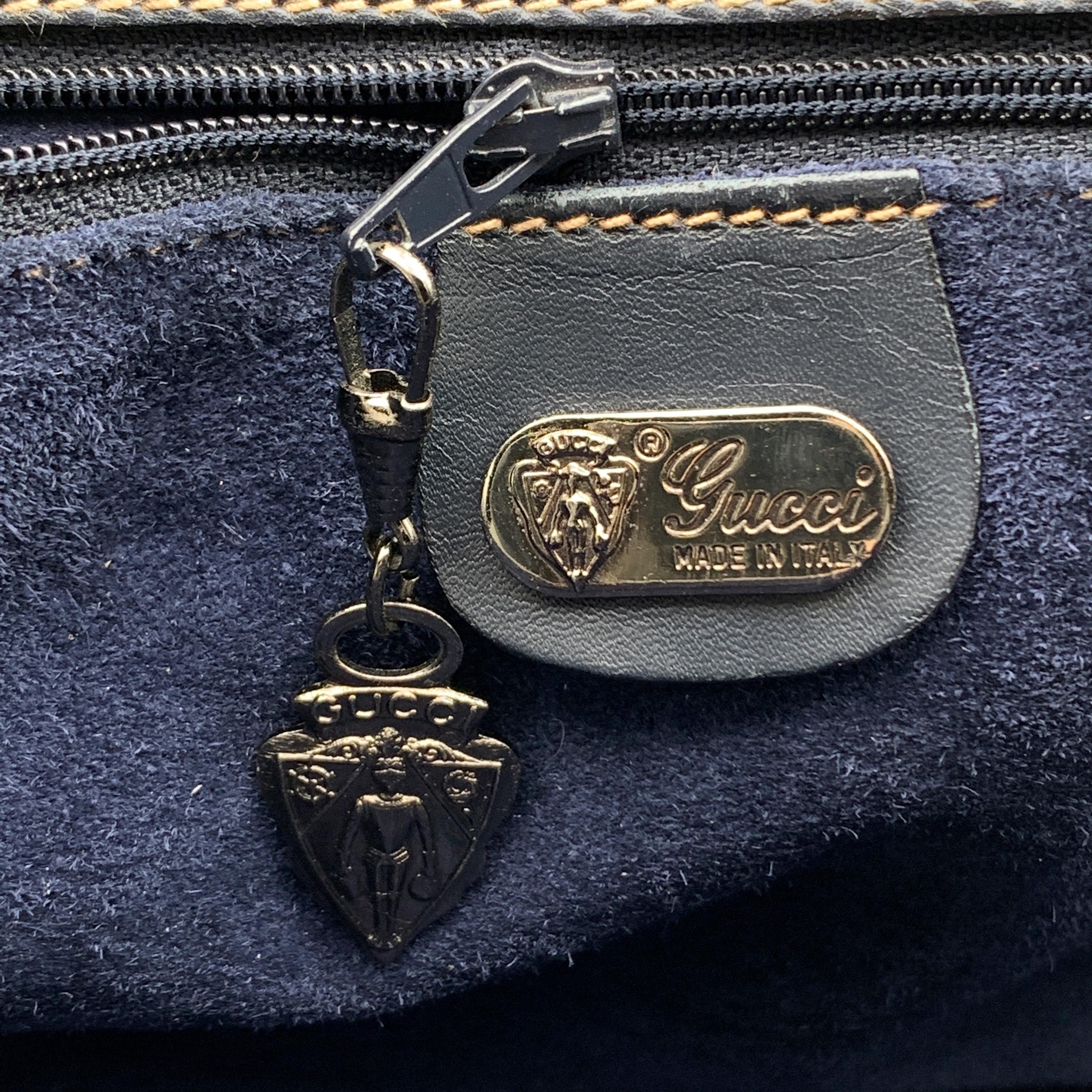 Gucci Vintage Blue Leather Flap Crossbody Messenger Bag 1