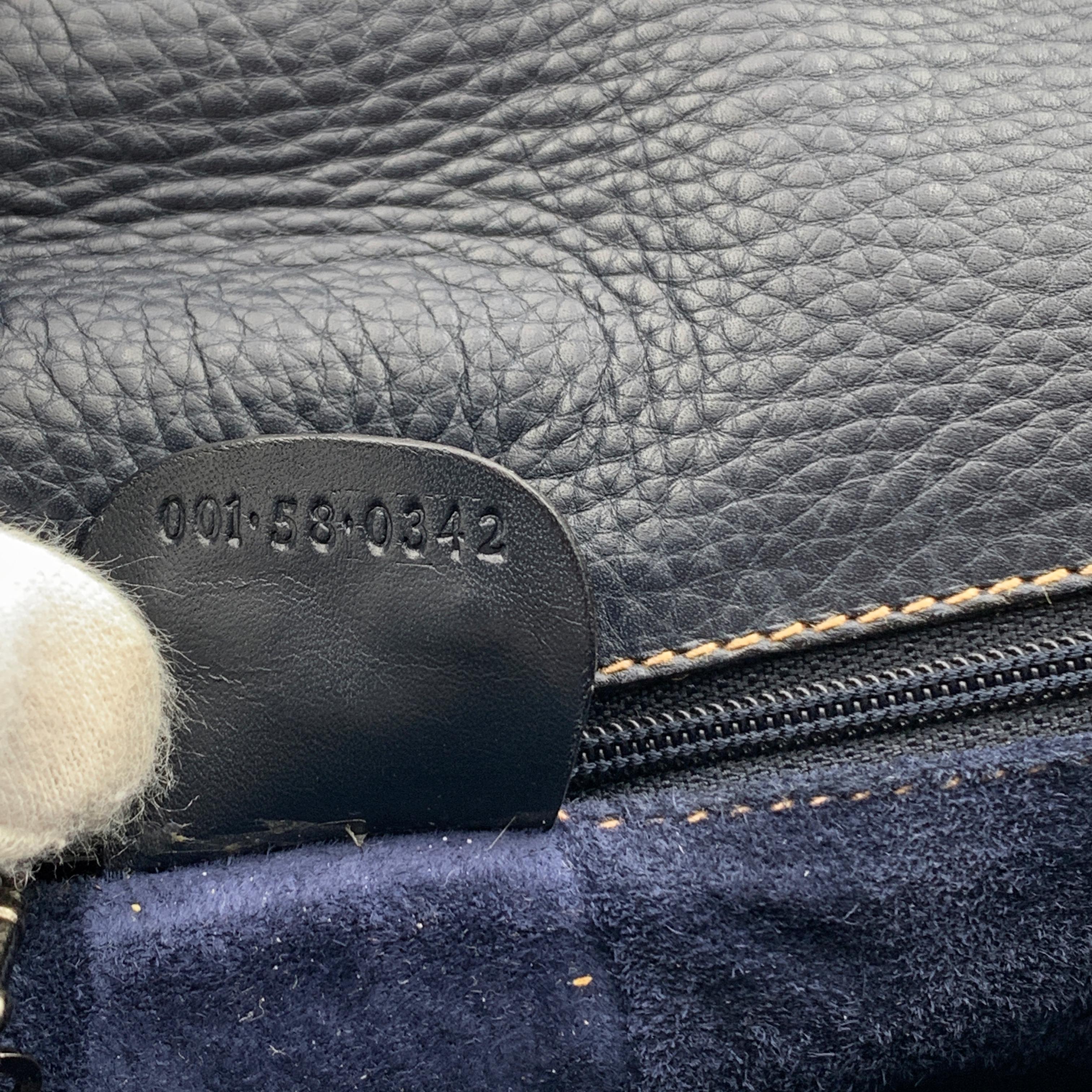Gucci Vintage Blue Leather Flap Crossbody Messenger Bag 2