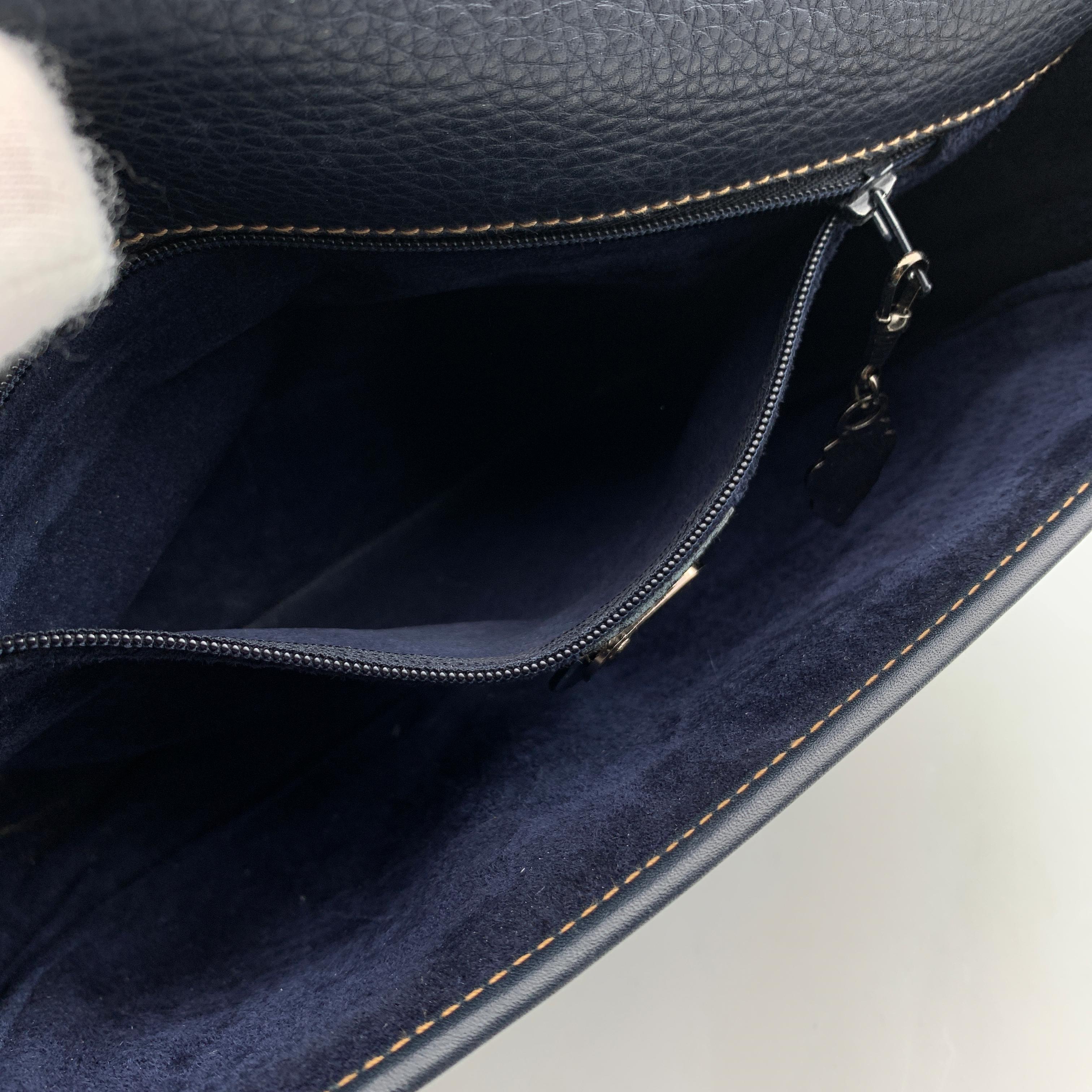 Gucci Vintage Blue Leather Flap Crossbody Messenger Bag 3
