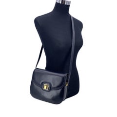 Gucci Vintage Blue Leather Structured Box Flap Shoulder Bag
