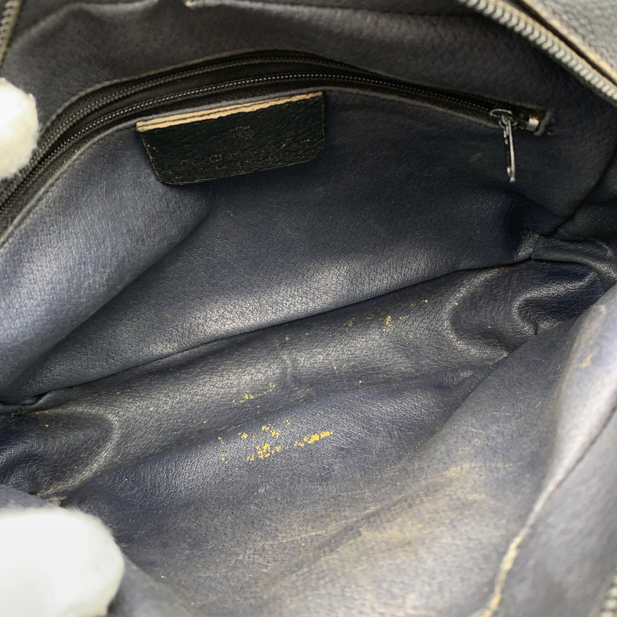 Gucci Vintage Blue Leather Web Messenger Crossbody Bag 1