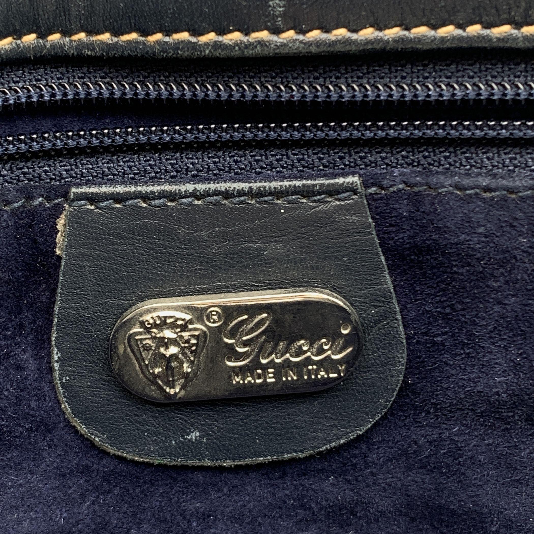 Gucci Vintage Blue Leather Web Stripes Bucket Shoulder Bag For Sale 3