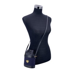 Gucci Vintage Blue Micro GG Canvas Drawstring Mini Bucket Bag