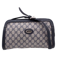 Gucci Vintage Blue Monogram Canvas and Leather Shoulder Bag