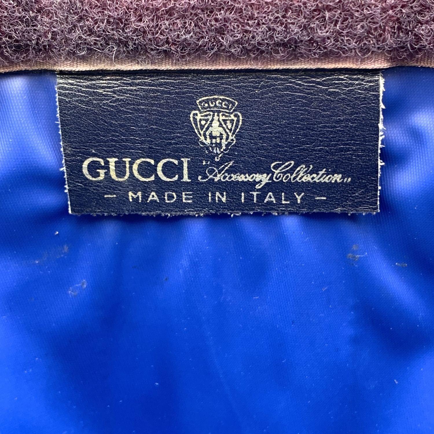Gucci Vintage Blue Monogram Canvas Cosmetic Bag Clutch Stripes 2