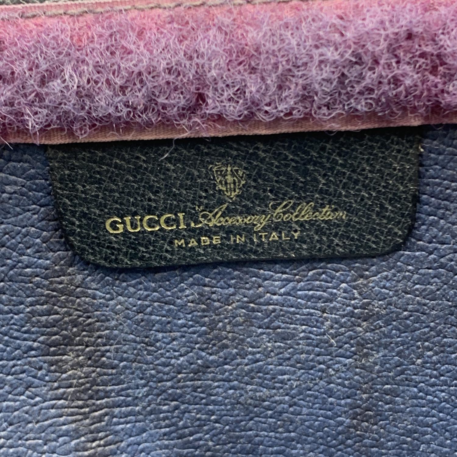 Gucci Vintage Blue Monogram Canvas Cosmetic Bag Clutch with Box 6