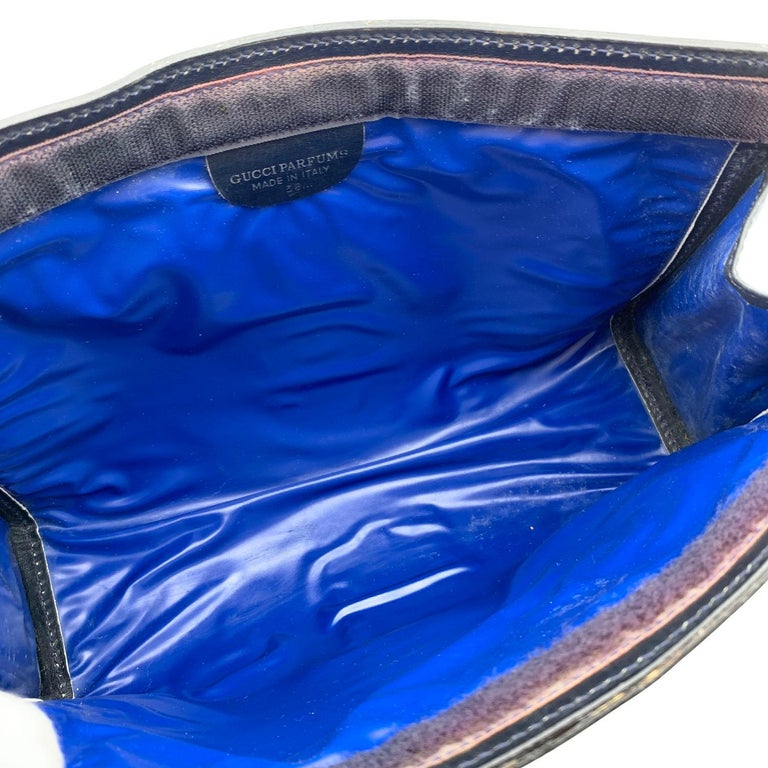 Gucci Vintage Blue Monogram Canvas Cosmetic Bag Clutch Stripes – OPA Vintage