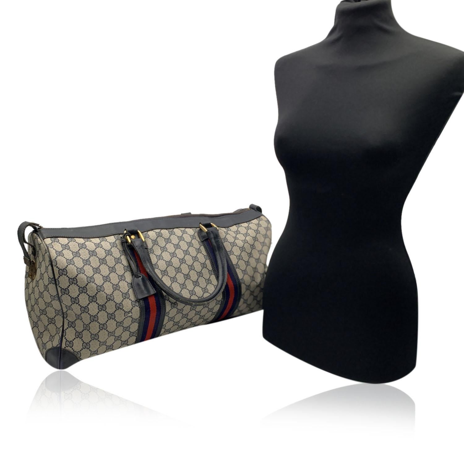 Gucci Vintage Blue Monogram Canvas Duffle Duffel Travel Bag 4