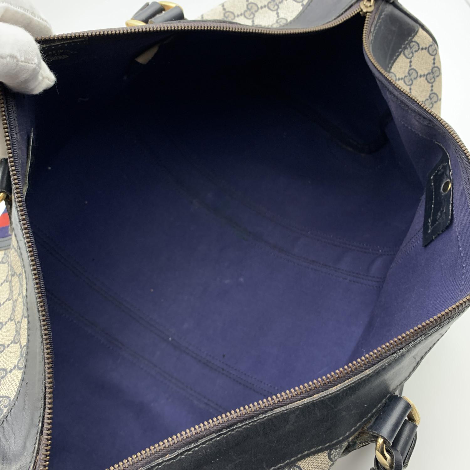 Gucci Vintage Blue Monogram Canvas Duffle Duffel Travel Bag 6