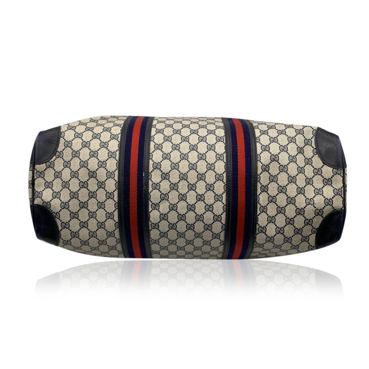 Gray Gucci Vintage Blue Monogram Canvas Duffle Duffel Travel Bag
