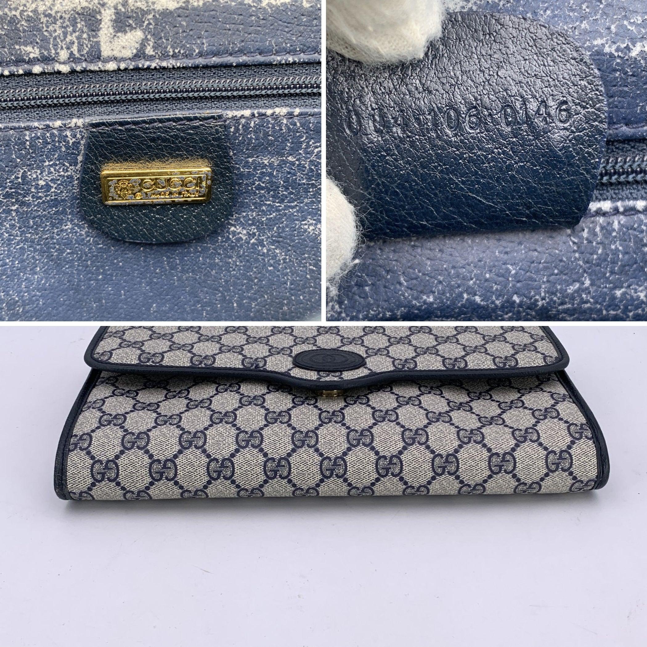 De las mujeres Gucci Vintage Azul Monograma Lienzo Flap Bolso Clutch Handbag en venta