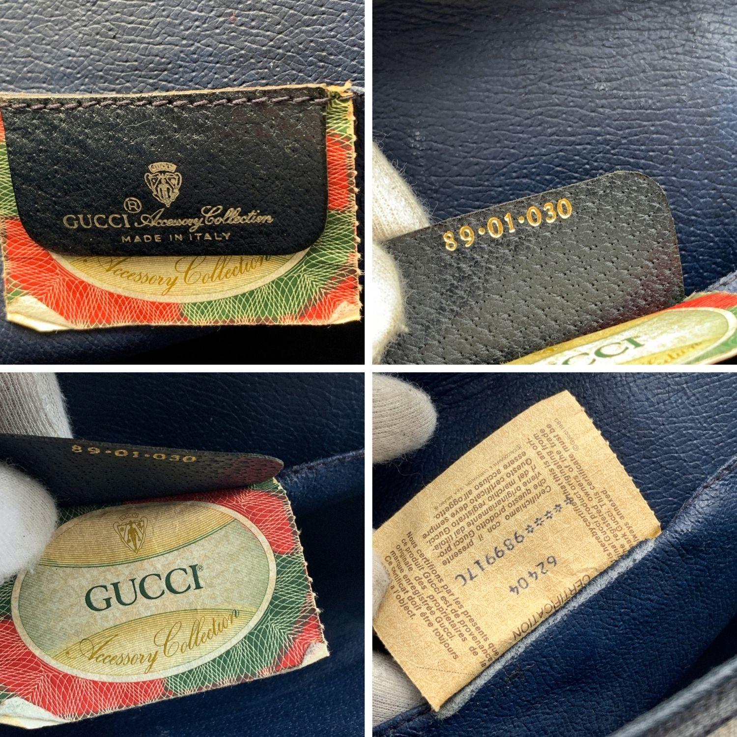 Gucci Vintage Blue Monogram Canvas Flap Clutch Bag Handbag 1