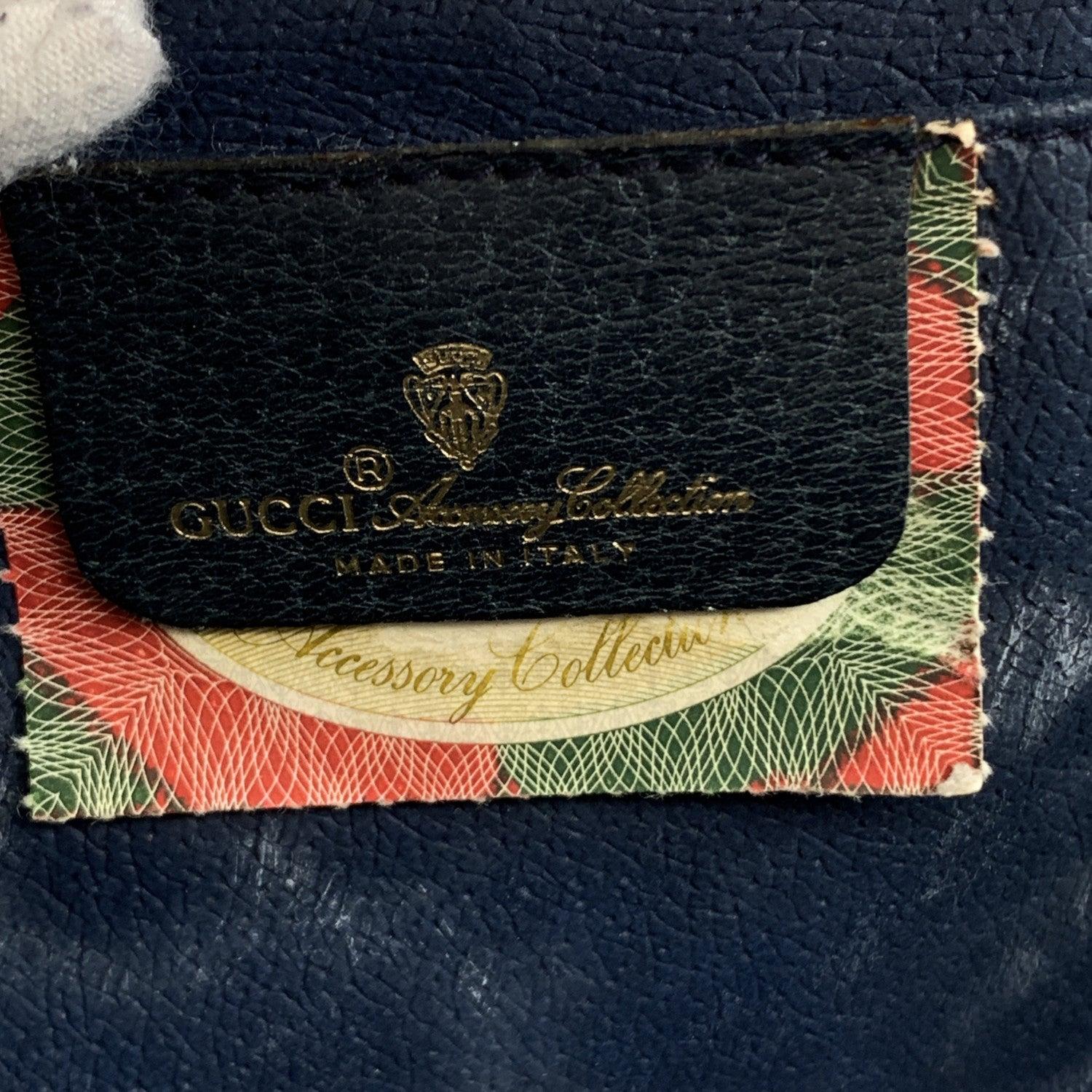 Gucci Vintage Blue Monogram Canvas Flap Cosmetic Bag Clutch 2
