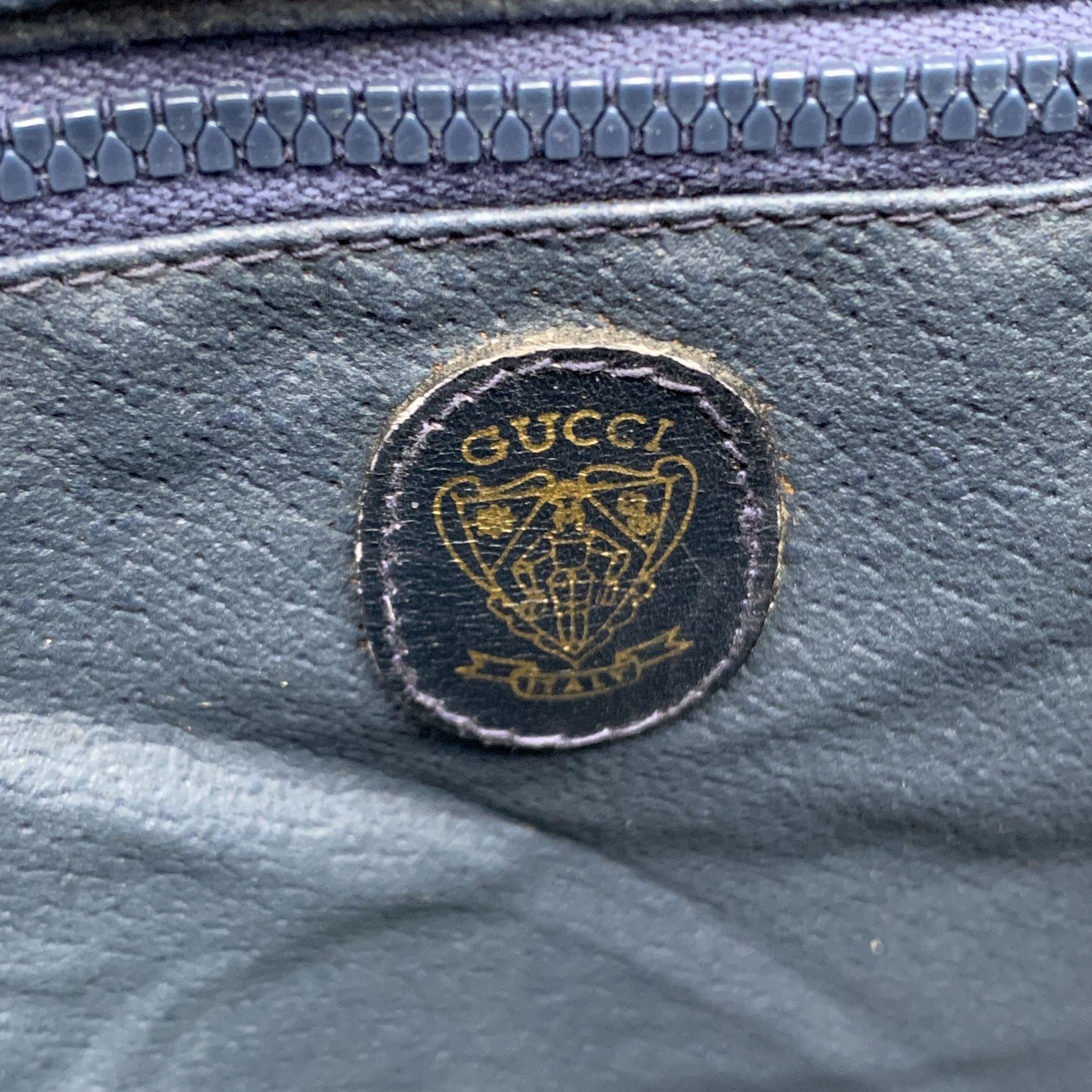 Women's Gucci Vintage Blue Monogram Canvas Horseshoes Shoulder Bag