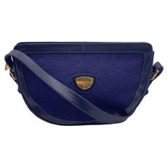 Gucci Retro Blue Monogram Canvas Leather Shoulder Bag