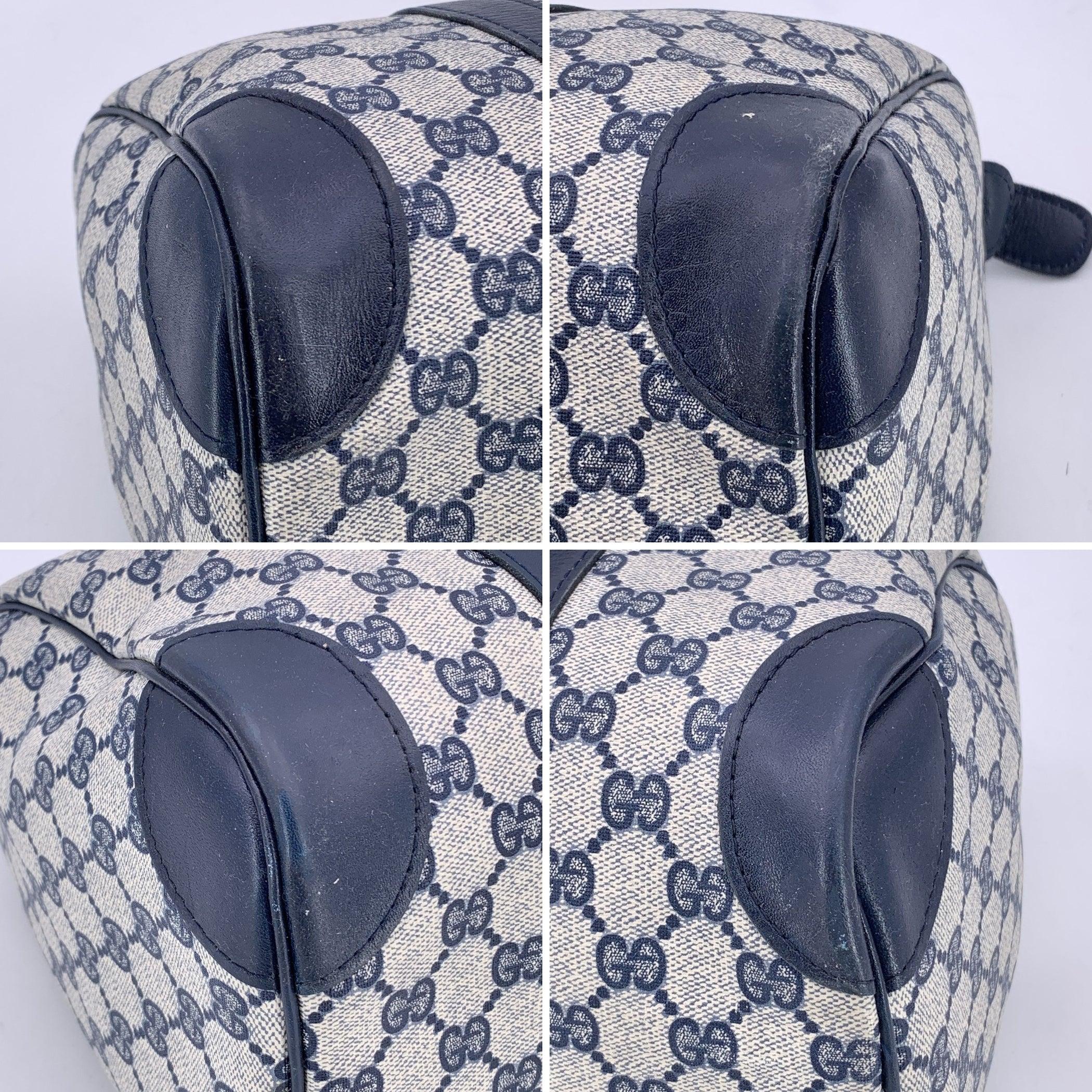 Gucci Vintage Blue Monogram Canvas Cuir Petit sac Boston Web 1